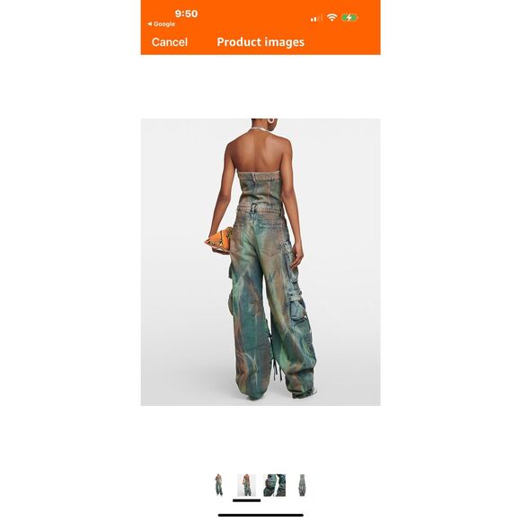 All things, cherished denim romper jumpsuit, mimics Attico cargo jumpsuit - Picture 3 of 6